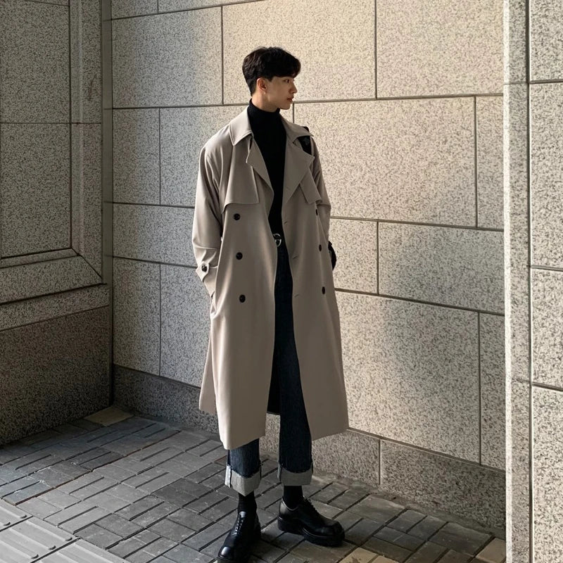 Korean Spring Trench - Brand New Men's Fashion Overcoat with Streetwear