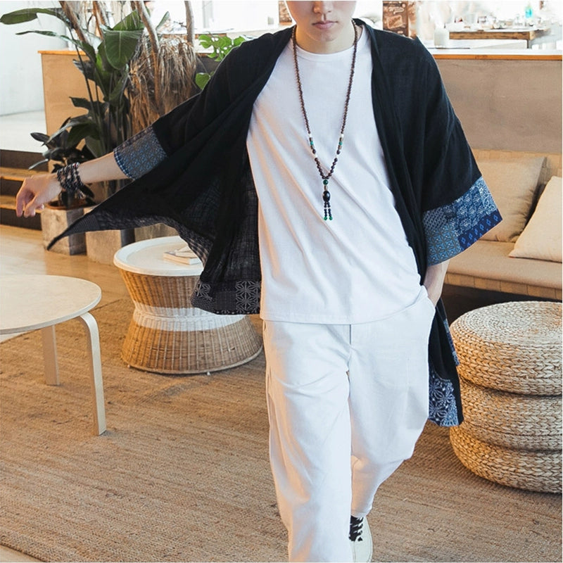 Chant Summer Mid Length Long Length Ethnic Pattern Men's Duster