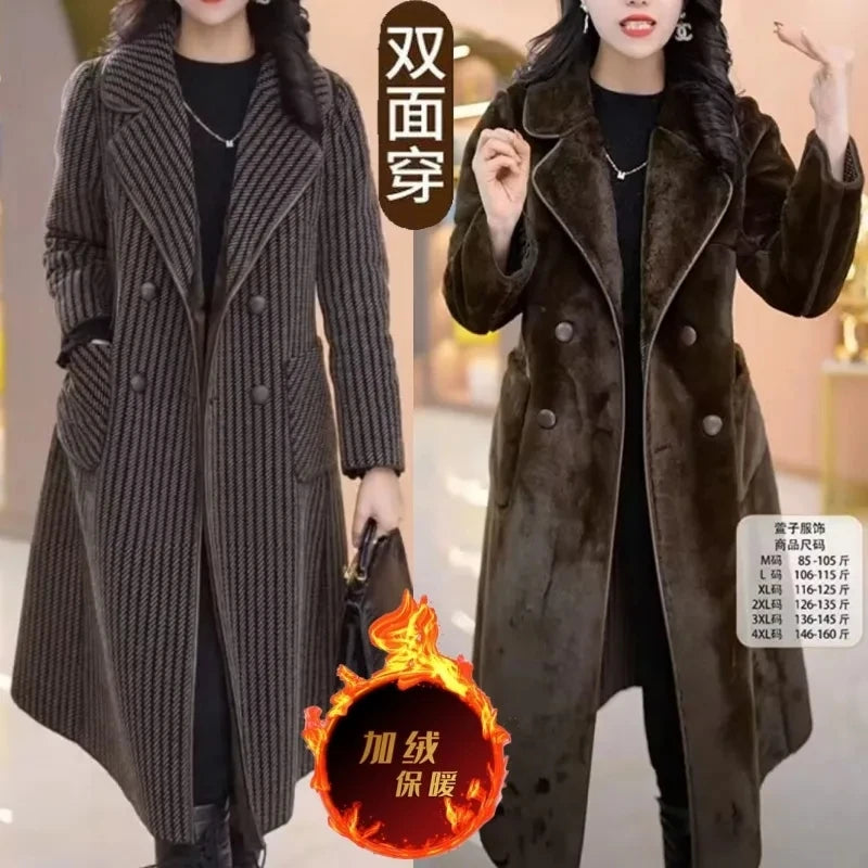 2024 Double-Sided Cashmere Trench - Women's Thick and Warm Long Coat for Autumn/Winter