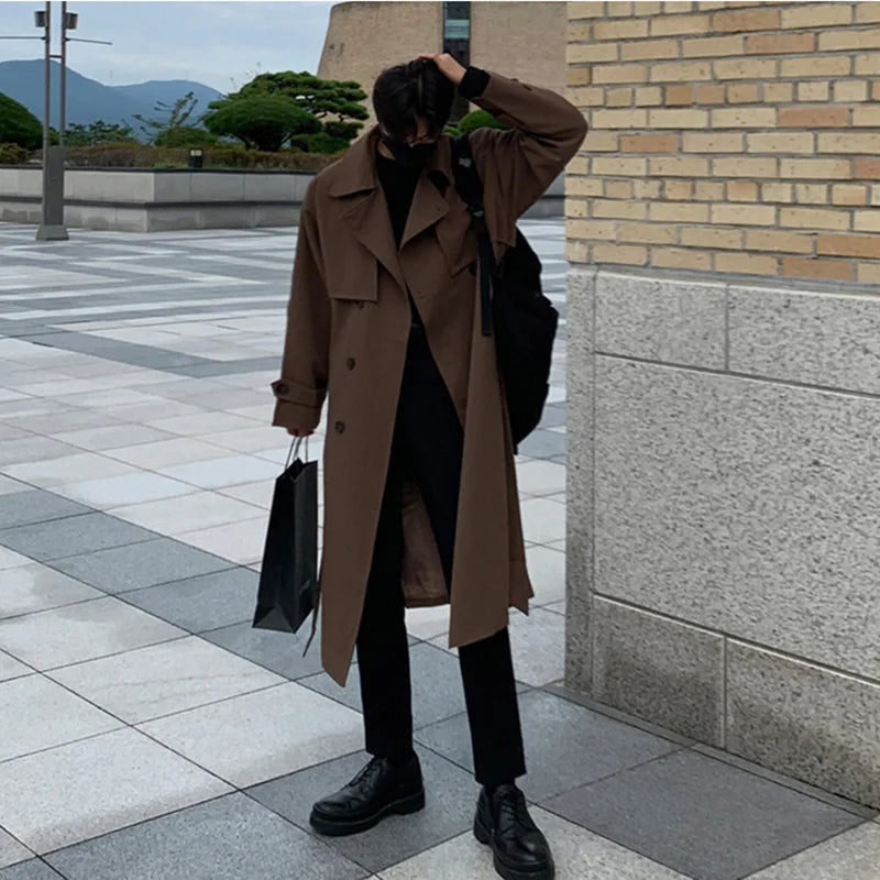 Korean Spring Trench - Brand New Men's Fashion Overcoat with Streetwear