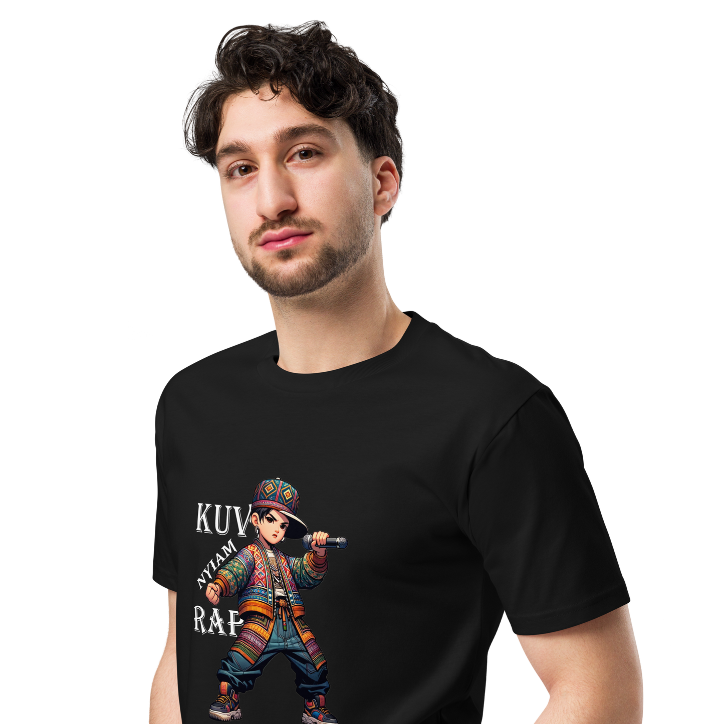 Kuv Nyiam Rap - Unisex premium t-shirt - Black